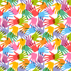 Seamless handprint pattern, vector illustration for design
