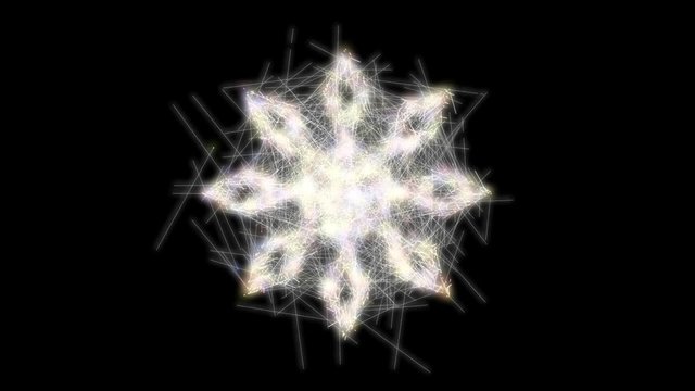 Snowflake crystals spell out 'Merry Christmas'.