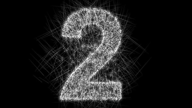 Countdown of numbers made of exploding sparks.