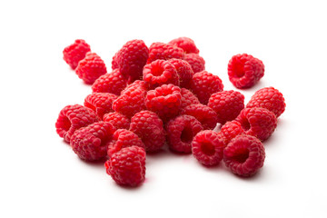Fresh raspberry on white background
