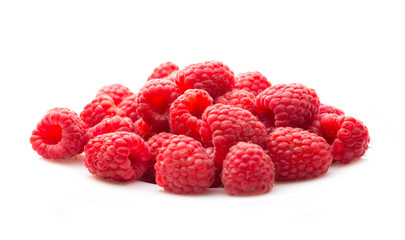 Fresh raspberry on white background
