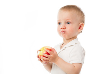 Child with a red apple