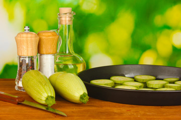 sliced squash in a pan