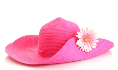 Beautiful summer woman hat with flower isolated