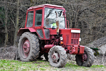 Tractor in the woods