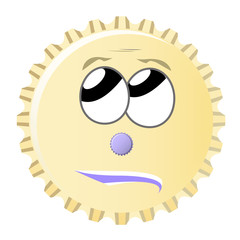 Kronkorken Smiley nachdenklich grübelnd beige