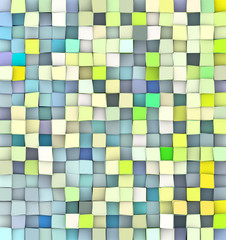 abstract 3d cubes backdrop in green yellow and blue