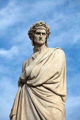 Dante Alighieri. Piazza Santa Croce in Florence, Italy