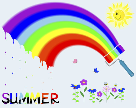 Rainbow and painted the word "Summer".