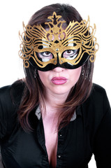 sexy woman with mask on face