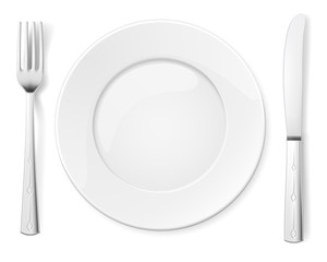 Empty plate with knife and fork