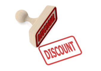 Wooden stamp with discount word