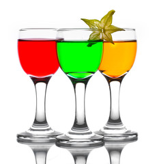 alcoholic cocktails isolated on white