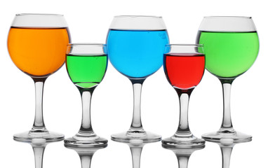 alcoholic cocktails isolated on white