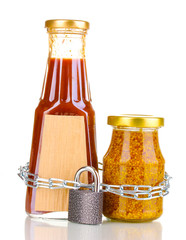 Secret ingredients with chain and padlock isolated on white