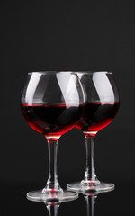 Wineglasses isolated on black