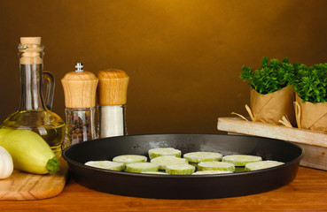 sliced squash in a pan