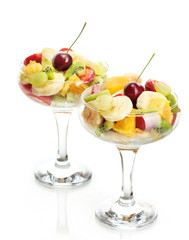 Fresh fruits salad isolated on white