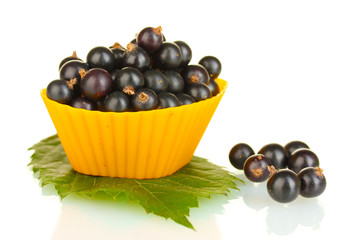 Fresh black currant in silicone mold isolated on white