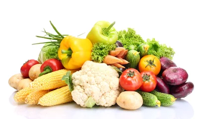 Foto op Plexiglas Groenten Verse groenten geïsoleerd op wit