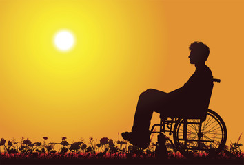 Fototapeta na wymiar Niepełnosprawni mężczy¼ni na wózku inwalidzkim