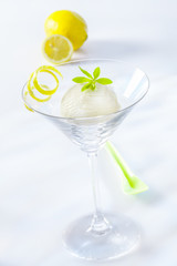 Appetizer of lemon sorbet