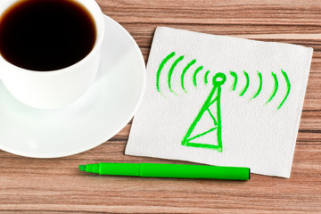 Radio tower on a napkin