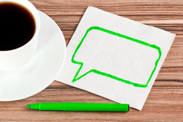 The sign of talk on a napkin