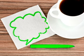 The sign of talk on a napkin