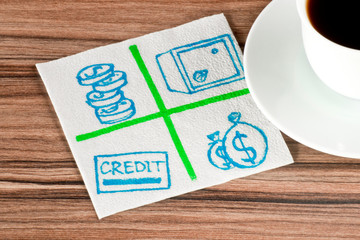 Financial signs on a napkin