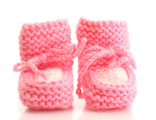 pink baby boots isolated on white