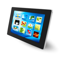 Touch pad pc with icons. Vector.