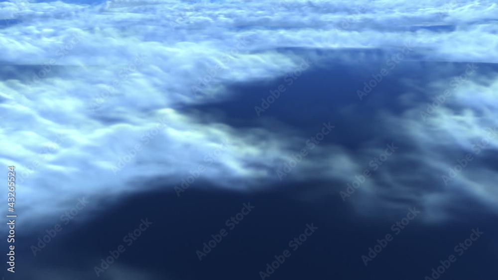 Wall mural flight over clouds, loop-able 3d animation