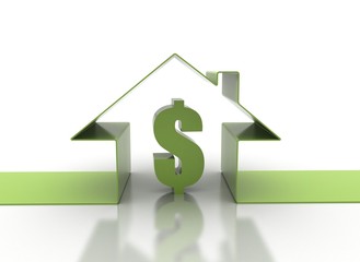 House symbol and dollar sign