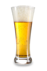 Close up of beer over white