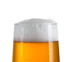 Close up of beer over white