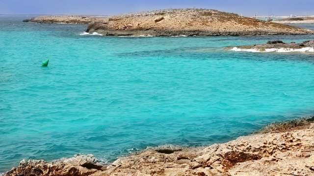 Balearic formentera island Illetes beach with turquoise water