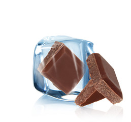 Ice chocolate over white background
