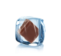 Ice chocolate over white background