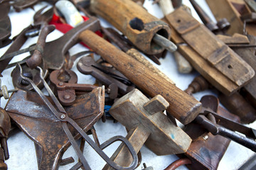 Outils, brocante, antiquité, occasion, vieux, rouille, bricolage