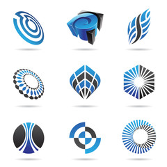 Various blue abstract icons, Set 3