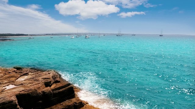 Formentera island in Balearic Mediterranean wiev of La savina