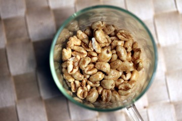 honey puffs in a glass