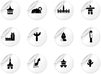 Stickers with landmarks and cultures icons