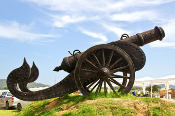 Ancient cannon on wheels Thai Navy