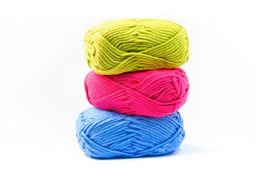 wool knitting on white background