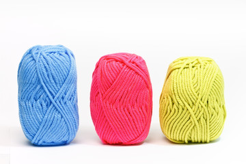 wool knitting on white background