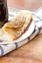 Rolled batter pancake with filling