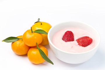 strawberry and yogurt and orange