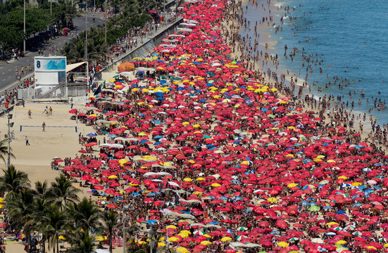Sunny carnival day on Ipanema Beach